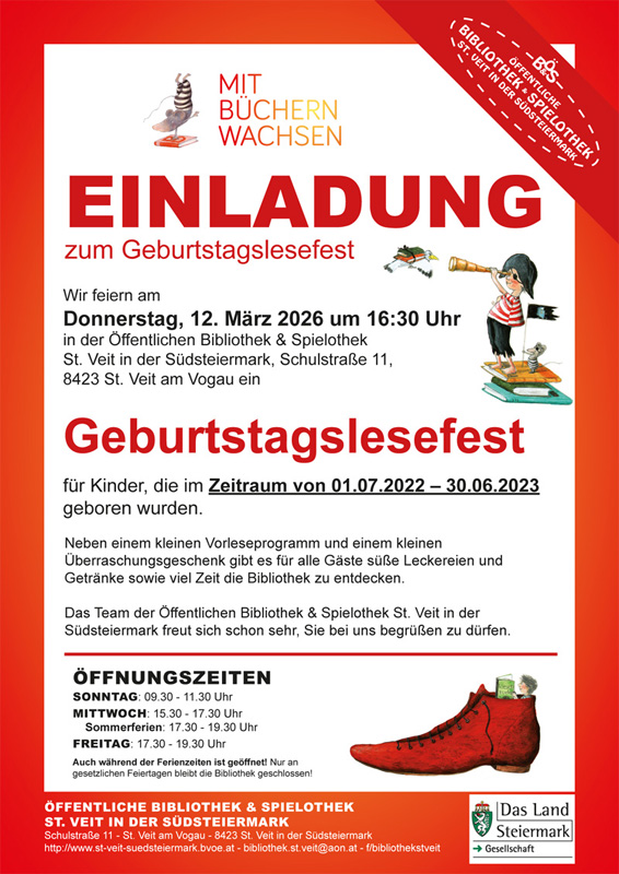 Einladung zum Geburtstagslesefest Einladung zum Geburtstagslesefest